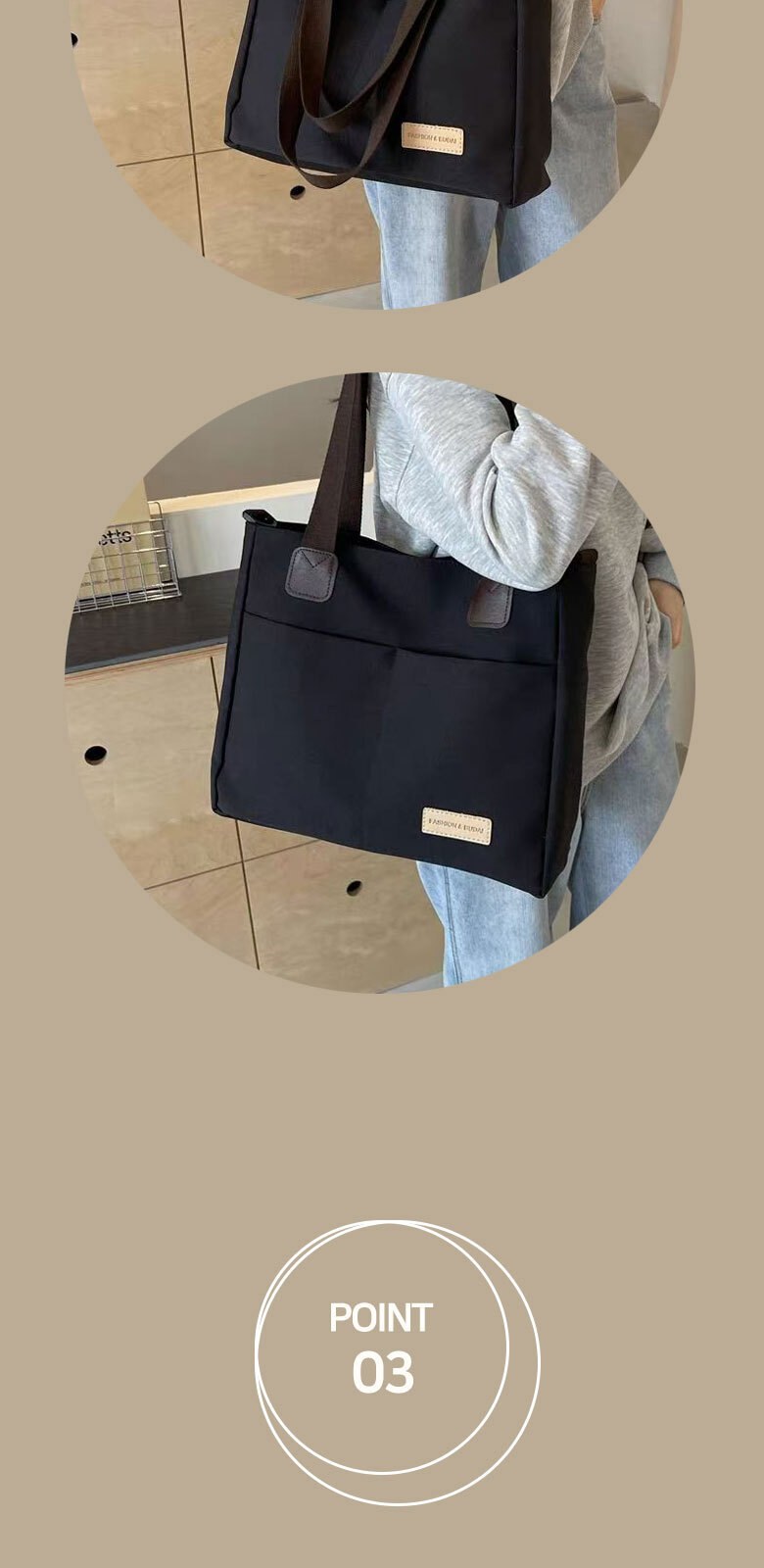 B196 데일리 투웨이 캔버스 숄더백 크로스백 가방 캐주얼 페션 인쇄 답례품 상세 이미지