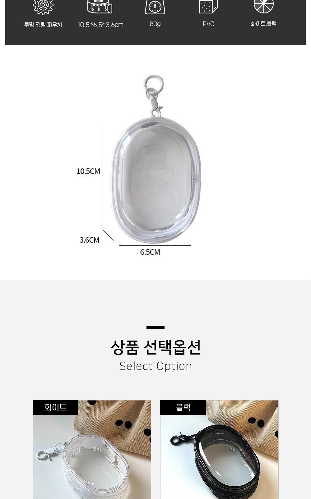 CL063 에코라이프 포터블 미니 소지품 투명 키링 파우치 상세 이미지