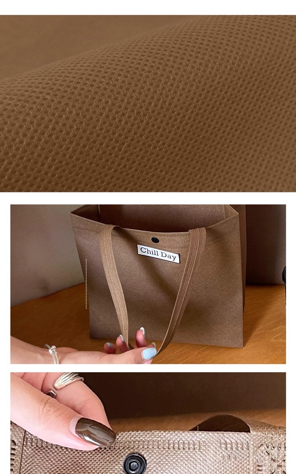 CL246 에코라이프 데일리 선물용 미니멀 디자인 고급 부직포 토트백 43*32*10cm 상세 이미지