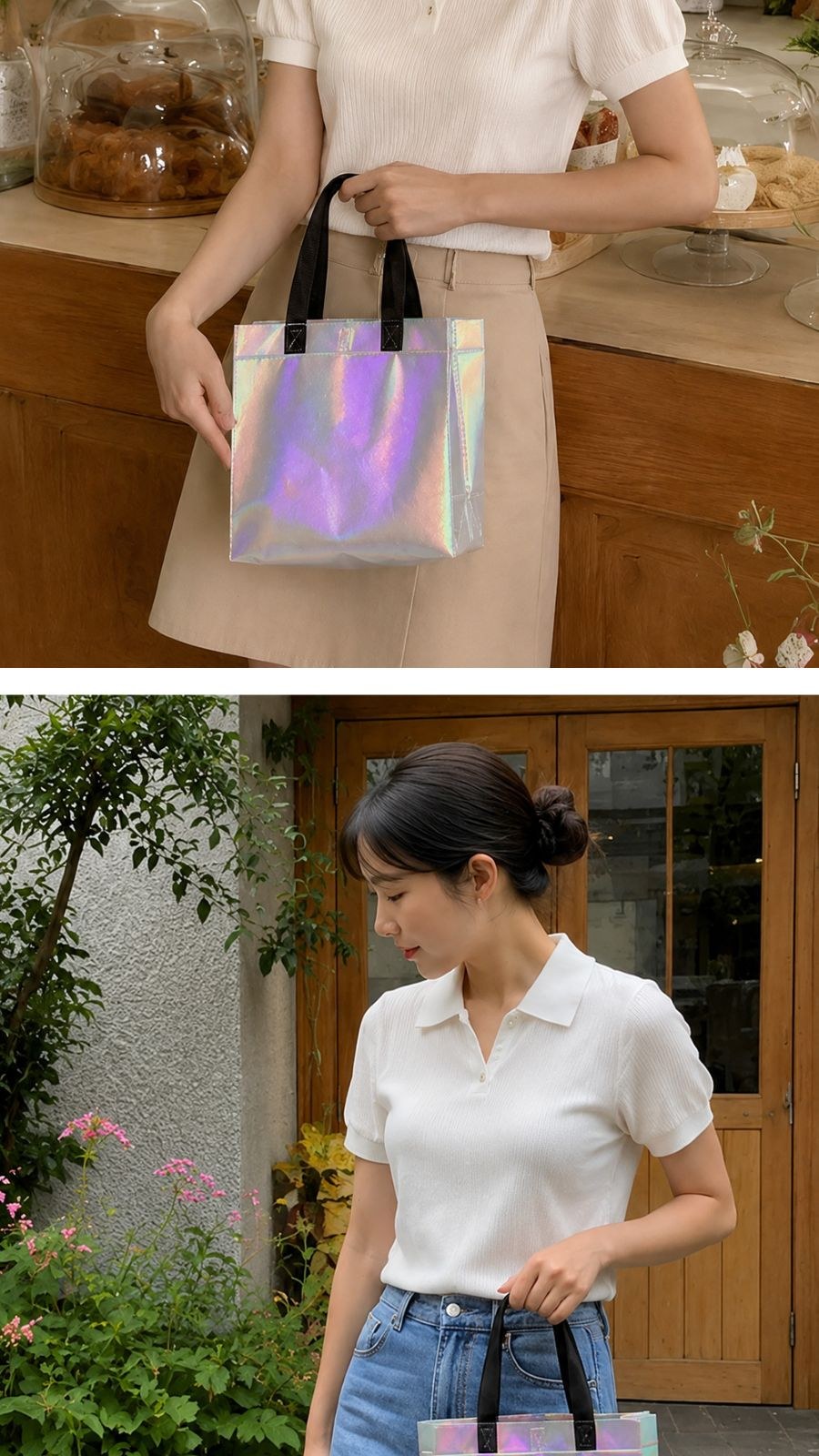 홀로그램 오로라 부직포가방 상세 이미지