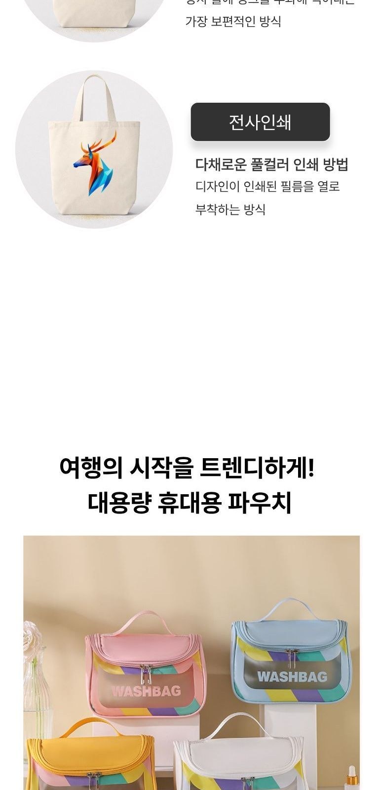 대용량 휴대용 여행 세면 파우치 상세 이미지